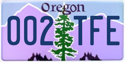 OR license plate 002TFE