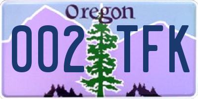 OR license plate 002TFK