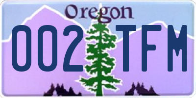 OR license plate 002TFM