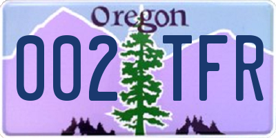 OR license plate 002TFR