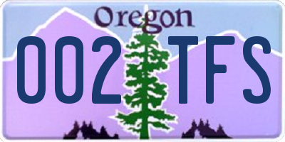 OR license plate 002TFS
