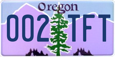 OR license plate 002TFT
