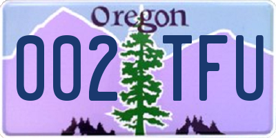 OR license plate 002TFU