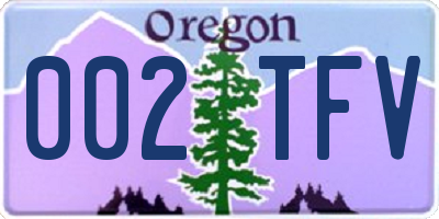 OR license plate 002TFV