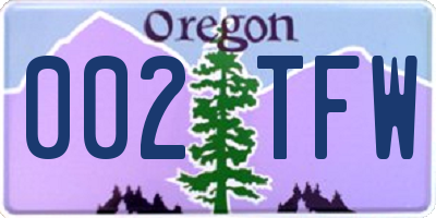 OR license plate 002TFW