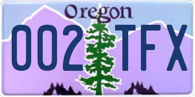 OR license plate 002TFX