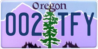 OR license plate 002TFY