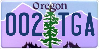 OR license plate 002TGA