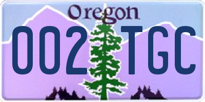 OR license plate 002TGC