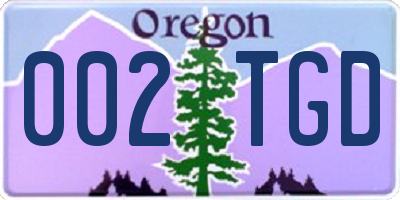 OR license plate 002TGD
