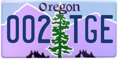 OR license plate 002TGE