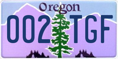 OR license plate 002TGF