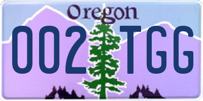 OR license plate 002TGG