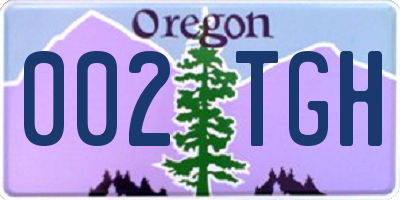 OR license plate 002TGH