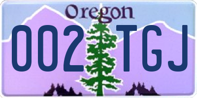 OR license plate 002TGJ