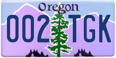 OR license plate 002TGK