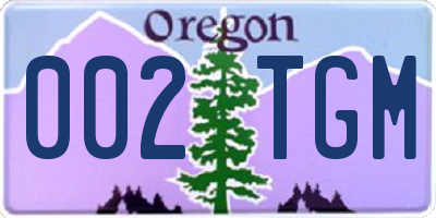 OR license plate 002TGM