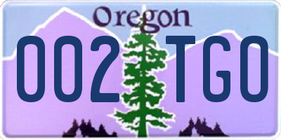 OR license plate 002TGO