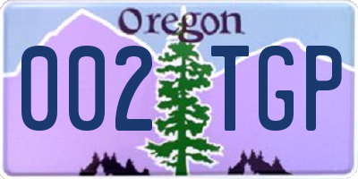 OR license plate 002TGP