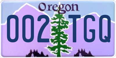 OR license plate 002TGQ