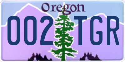 OR license plate 002TGR