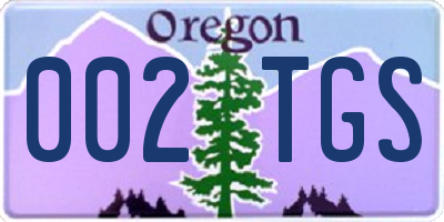 OR license plate 002TGS