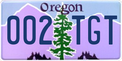 OR license plate 002TGT
