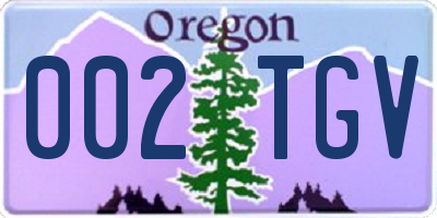 OR license plate 002TGV