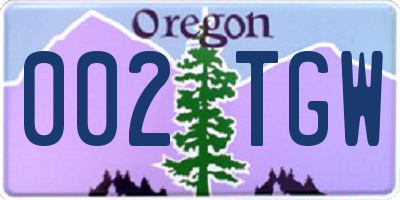 OR license plate 002TGW
