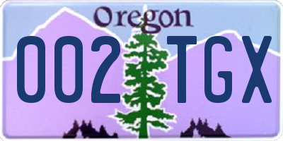 OR license plate 002TGX