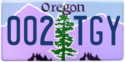 OR license plate 002TGY
