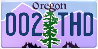 OR license plate 002THD