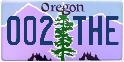 OR license plate 002THE
