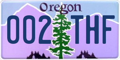 OR license plate 002THF