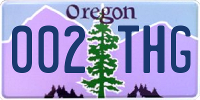 OR license plate 002THG