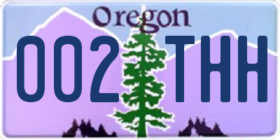 OR license plate 002THH
