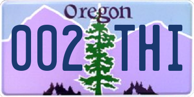 OR license plate 002THI