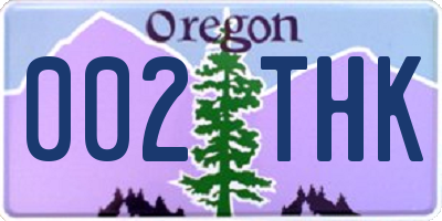 OR license plate 002THK