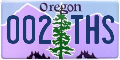 OR license plate 002THS