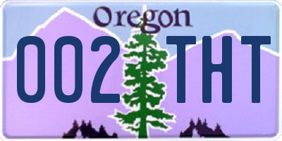 OR license plate 002THT