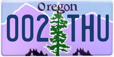 OR license plate 002THU
