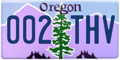 OR license plate 002THV