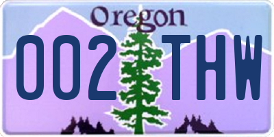 OR license plate 002THW