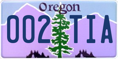 OR license plate 002TIA