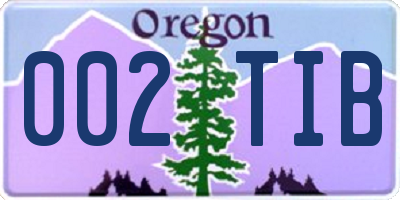 OR license plate 002TIB