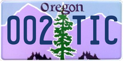 OR license plate 002TIC