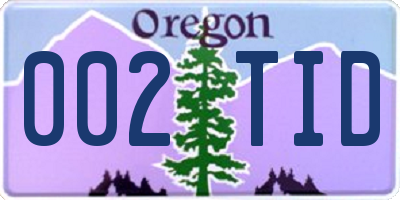 OR license plate 002TID