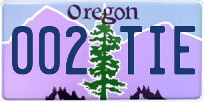 OR license plate 002TIE