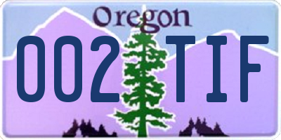 OR license plate 002TIF
