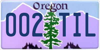 OR license plate 002TIL